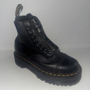 Dr. Martens Sinclair Black Platform Chunky Leather Zip Boots UK 5 EU 38 US 7